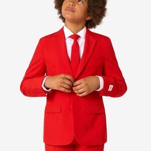 OppoSuits Bold Red Suit with Purple Lining